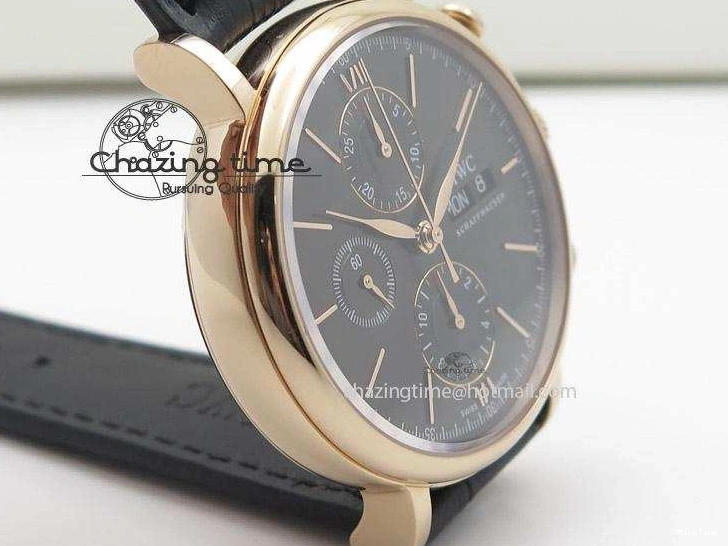 MIROTIME 0424 Portofino Chrono RG Black Dial on Black Leather Strap A HighPerformance 7389